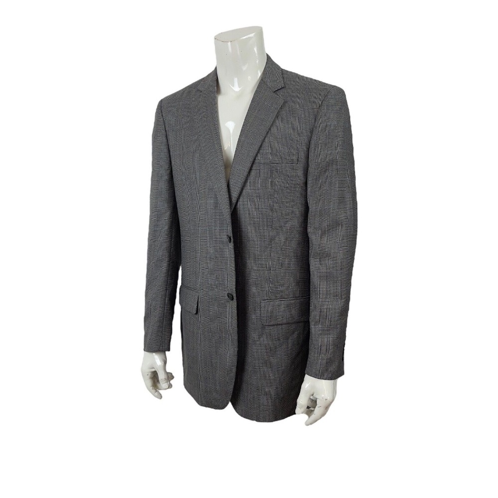 Joseph & Feiss Gold Sport Coat Blazer Gray Glen Check Mens 43 X-Long